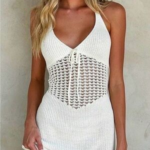 SHEIN White Knit Swim Cover-Up